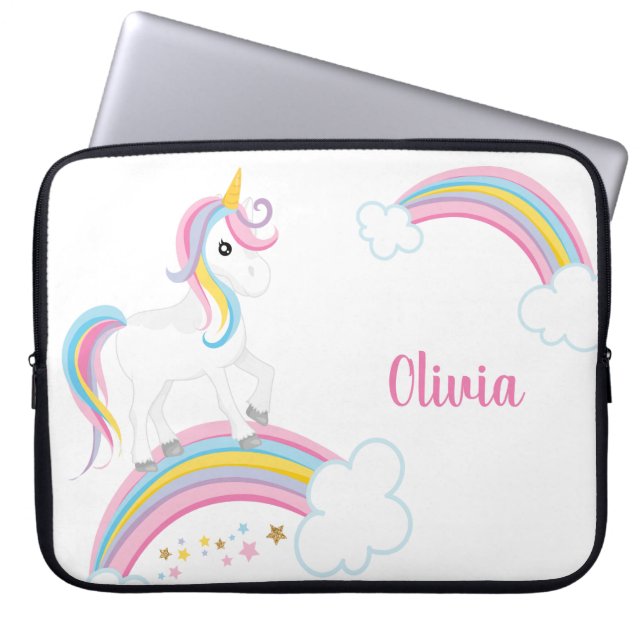 Magical Rainbow Unicorn Personalised Laptop Laptop Sleeve (Front)