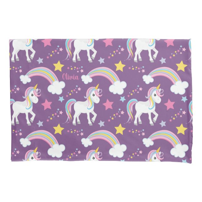 Magical Rainbow Unicorn Personalised Pillowcase (Front)