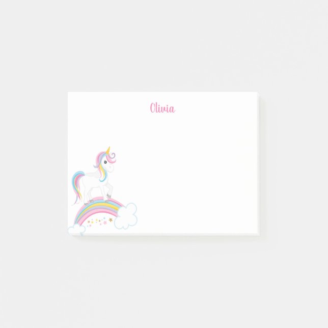 Magical Rainbow Unicorn Personalised Post-it Notes (Front)