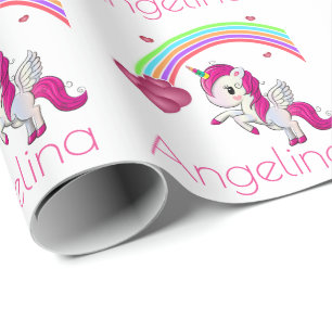 Magical Rainbow Unicorn Personalised Wrapping Paper