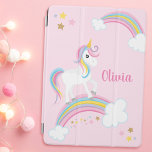 Magical Rainbow Unicorn Pink Personalised iPad Air Cover<br><div class="desc">A cute unicorn pink iPad cover with stars and a rainbow. Personalise with her name to make a fun gift for a girl!</div>