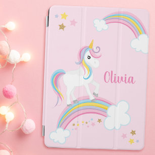 Magical Rainbow Unicorn Pink Personalised iPad Air Cover