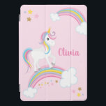 Magical Rainbow Unicorn Pink Personalised iPad Pro Cover<br><div class="desc">A cute unicorn pink iPad cover with stars and a rainbow. Personalise with her name to make a fun gift for a girl!</div>