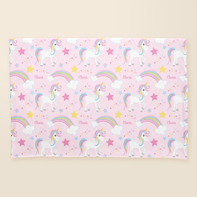 Magical Rainbow Unicorn Pink Personalised Pillowcase (Creator Uploaded)