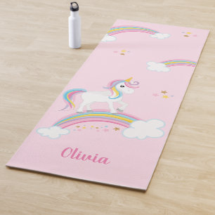 Magical Rainbow Unicorn Pink Personalised Yoga Mat