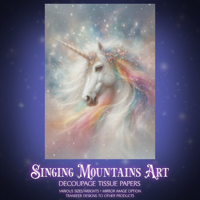 Magical Rainbow Unicorn Portrait Decoupage  Tissue Paper (Creator Uploaded)