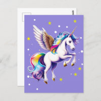Magical Rainbow Unicorn  Postcard