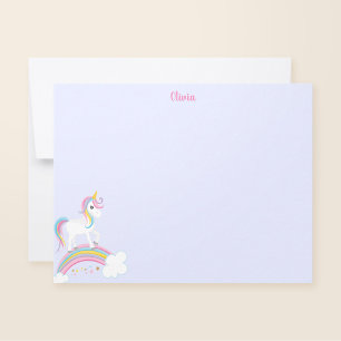 Magical Rainbow Unicorn Purple Personalised Card