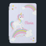 Magical Rainbow Unicorn Purple Personalised iPad Mini Cover<br><div class="desc">A cute unicorn purple iPad cover with stars and a rainbow. Personalise with her name to make a fun gift for a girl!</div>