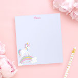 Magical Rainbow Unicorn Purple Personalised Notepad<br><div class="desc">Cute unicorn notepad with stars and a rainbow on a light purple background. Personalise with her name to make a fun gift for a girl!</div>