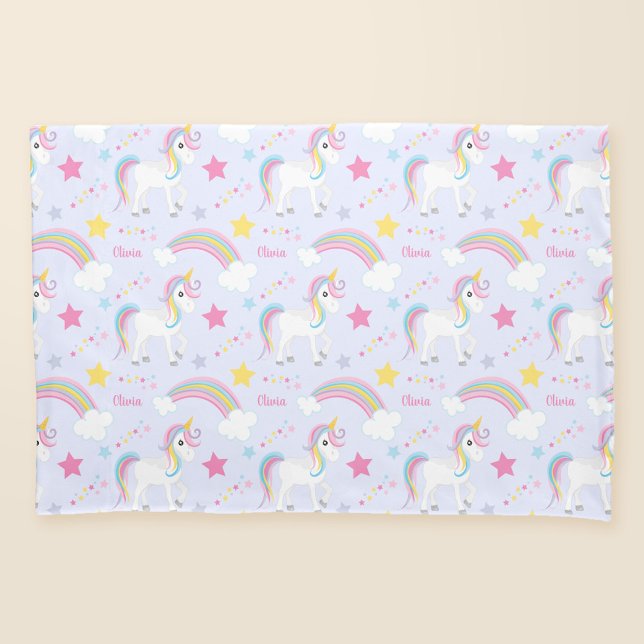 Magical Rainbow Unicorn Purple Personalised Pillowcase (Creator Uploaded)