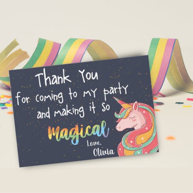 Magical Rainbow Unicorn Sparkle Birthday Thank You Card (Magical Rainbow Unicorn Sparkle Birthday Thank You Card)