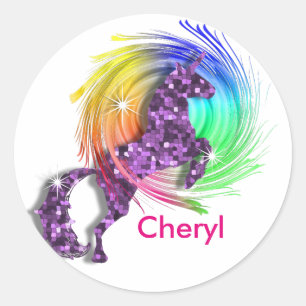 Magical Rainbow Unicorn Themed Classic Round Sticker
