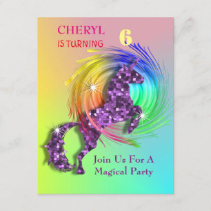 Magical Rainbow Unicorn Themed Party Invitation