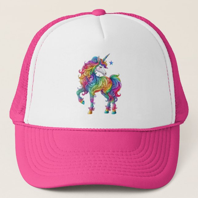 Magical Rainbow Unicorn Trucker Hat (Front)