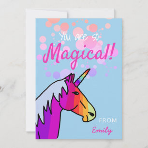 Magical Rainbow Unicorn Valentine`s day Card