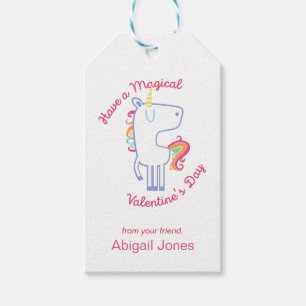 Magical Rainbow Unicorn Valentine's Day Gift Tags