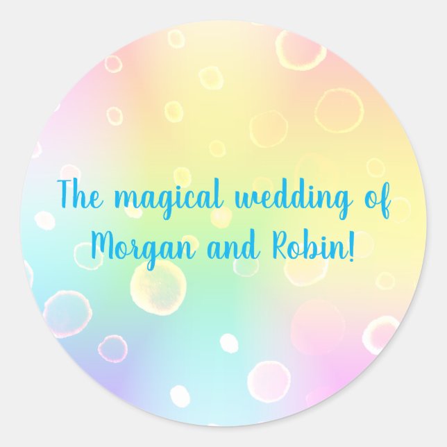Magical Rainbow Wedding Classic Round Sticker (Front)