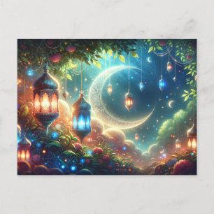 Magical Ramadan Moon & Lanterns Postcard