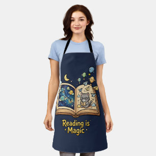 Magical Reading Adventure - Kawaii Bookish Design Apron