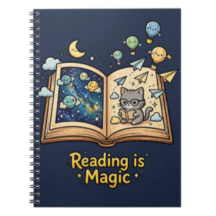 Magical Reading Adventure - Kawaii Bookish Design Notebook