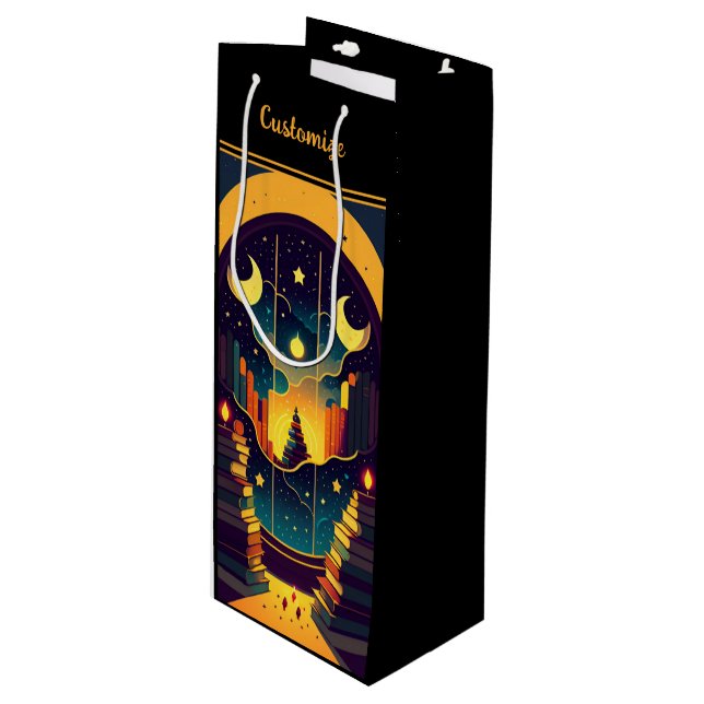 Magical Realm Of Books Black Wine Gift Bag (Front Angled)