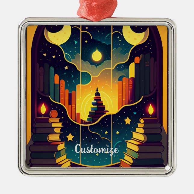 Magical Realm Of Books Metal Tree Decoration (Front)