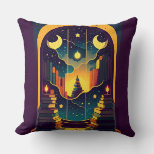 Magical Realm Of Books Purple Cushion