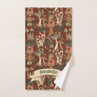 Magical Red Cottage Core Floral Mushroom Pattern Bath Towel Set