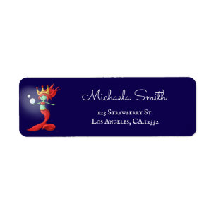 Magical Red Siren Mermaid Return Address Label