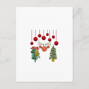 Magical Reindeer Bells and Christmas Tree Design  Postcard