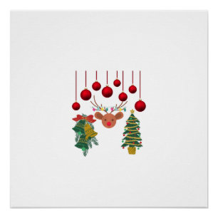 Magical Reindeer Bells and Christmas Tree Design  Poster