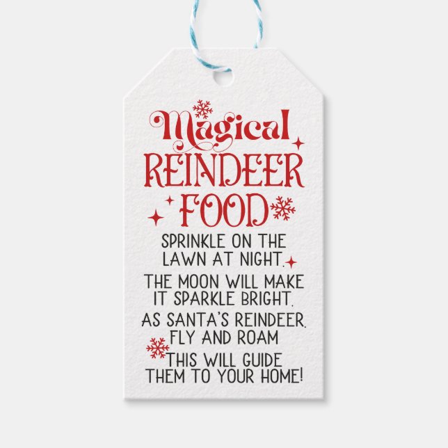 MAGICAL REINDEER FOOD Mix Gift Tags (Front)