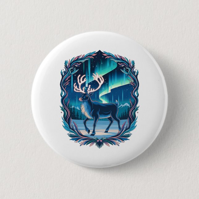 Magical Reindeer Glow 6 Cm Round Badge (Front)