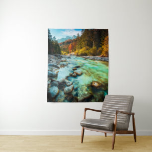 Magical river in autumn forest tapestry