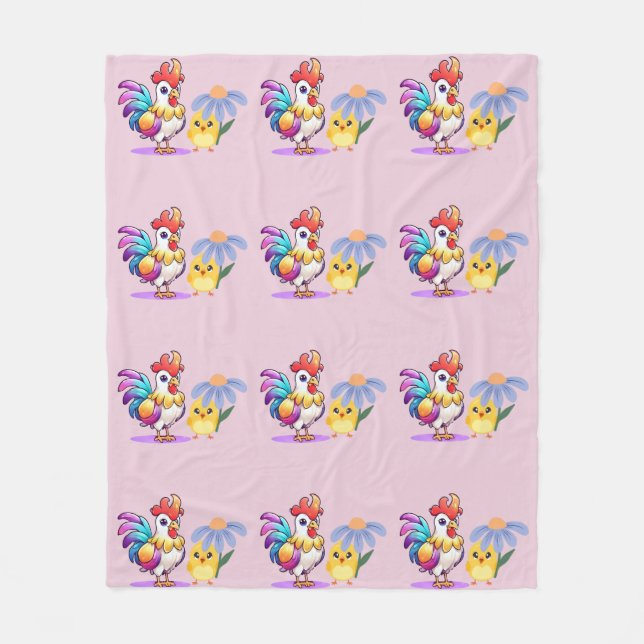 Magical Rooster Baby Girl Fleece Blanket (Front)
