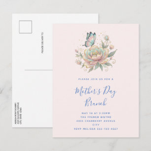 Magical Rose and Butterfly Mother's Day Brunch Invitation Postcard