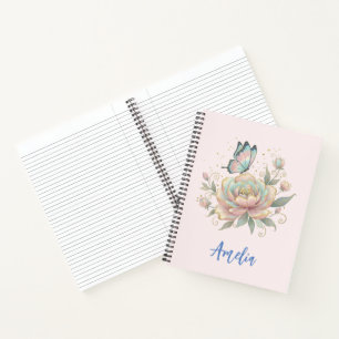 Magical Rose and Butterfly Pastel Colors Notebook