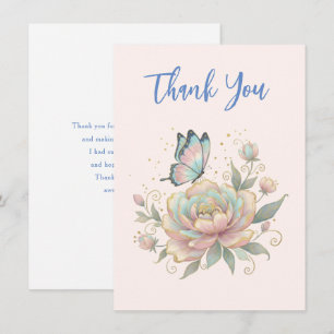 Magical Rose and Butterfly Pastel Colors Thank You Card