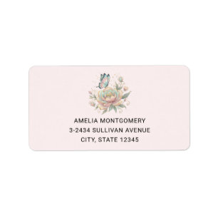 Magical Rose and Butterfly Pastel Colours Address Label