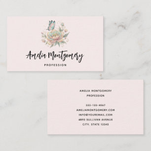 Magical Rose and Butterfly Pastel Colours Business Card