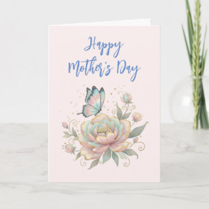 Magical Rose and Butterfly Pastel Colours Holiday Card