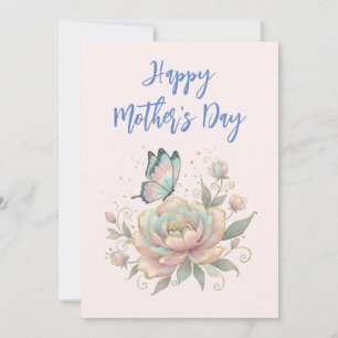 Magical Rose and Butterfly Pastel Mother's Day Holiday Card