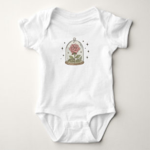 Magical Rose in Glass Cloche Sparkles Vintage Baby Bodysuit