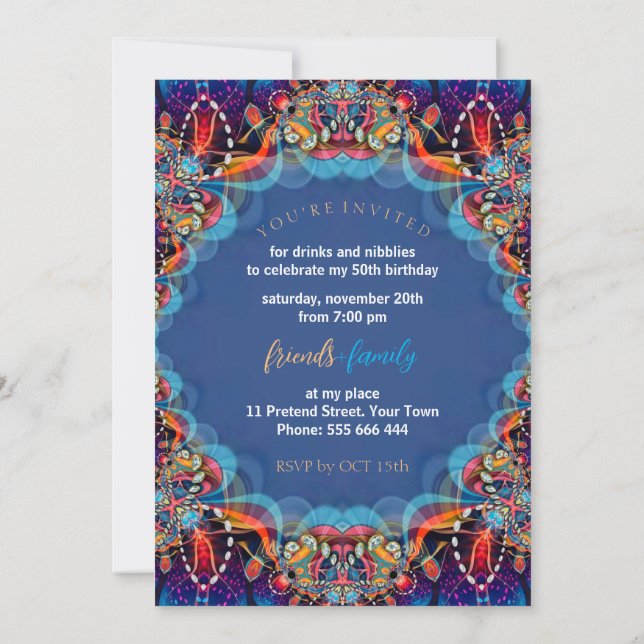 Magical Royale 50th Birthday Dinner Party Invitation (Back)