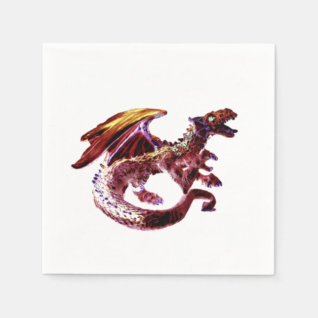 Magical Ruby Red Dragon Celebration Party Napkin (Front)