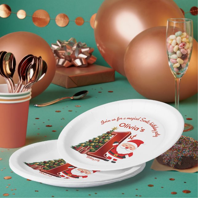 Magical Santa Birthday Design for Kids Paper Plate (Multi)