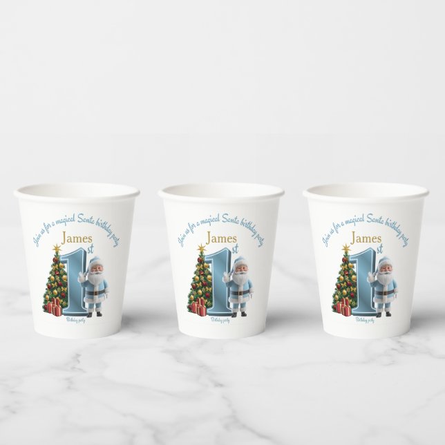 Magical Santa Birthday Invitation – 1st Birthday Paper Cups (Multi)