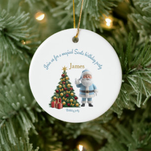 Magical Santa Birthday Invitation Ceramic Tree Decoration