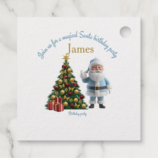 Magical Santa Birthday Invitation  Favour Tags (Back)